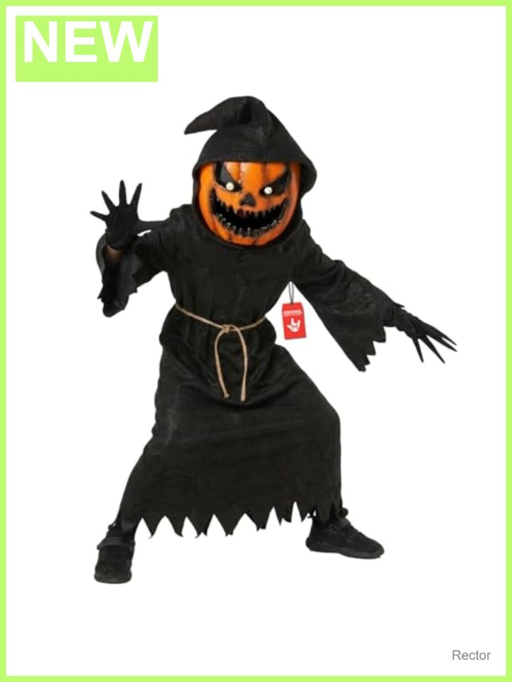 Kids Grim Reaper Costume Hooded Cloak Pumpkin Mask Halloween